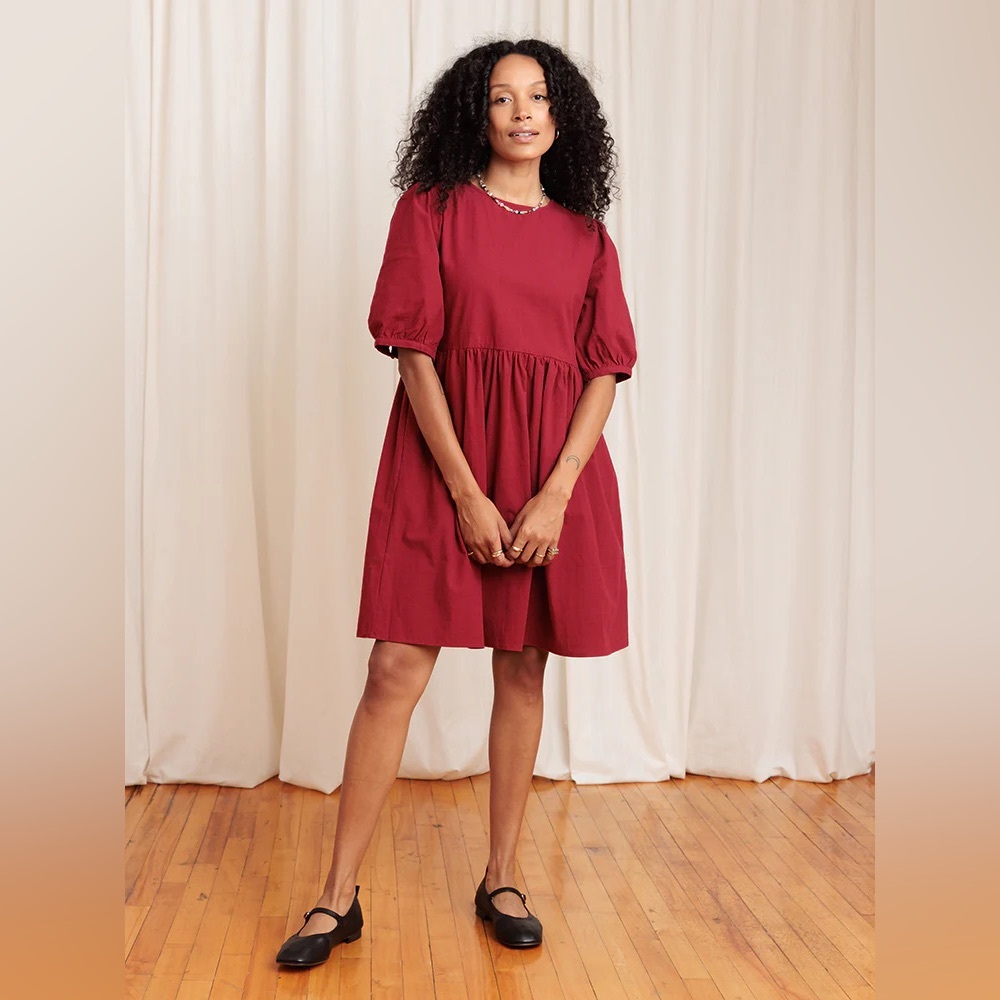 Tradlands NICO 2.0 BALLOON SLEEVE DRESS GARNET Size L